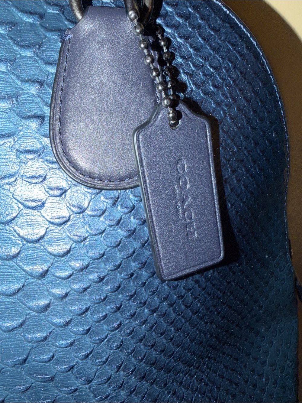 Coach Leather Dome Satchel Handbag - Navy with a hint of silver JS-117 - Picture 4 of 6